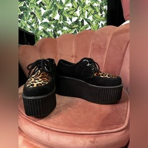 Platform Leopard loafers, US Size 9. Never Worn